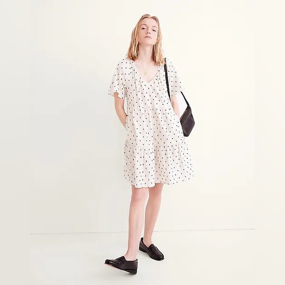 Madewell Linen Blend Lorelei Clip Dot Dress - Picture 1 of 7